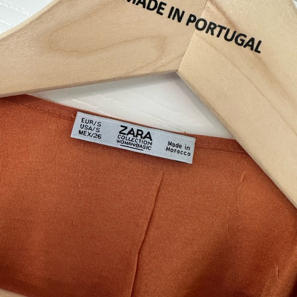 Zara Orange Drawstring Shoulder Crop Top - Picture 7 of 9